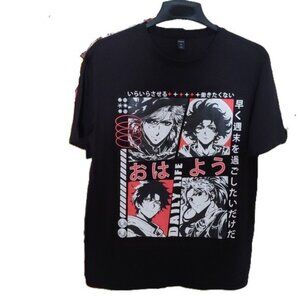 Romwe Anime Daily Life Men Graphic Tee Black Medium US 38